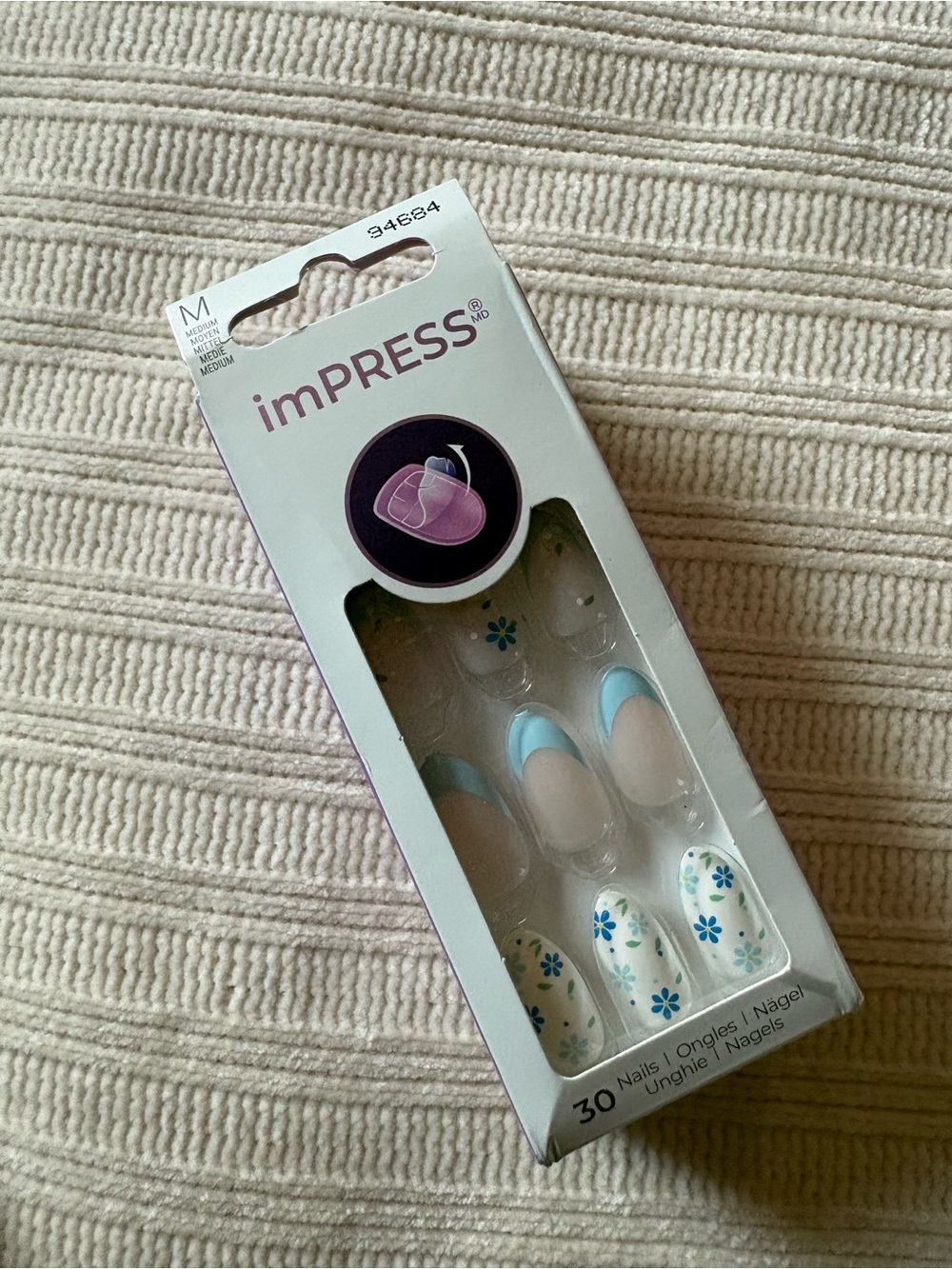 imPRESS Blue Floral Press-On Nails